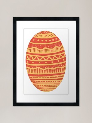 Rotes Osterei verziert mit Gold Gerahmtes Wandbild Poster Leinwanddruck Bild