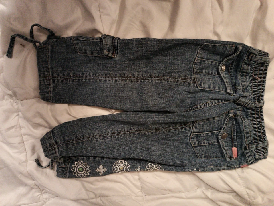 Pantalones de mezclilla azules de diseñador de moda Bongo talla 6X para niñas con diseño de copo de nieve Foto 2 de 2