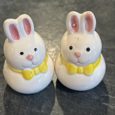 Vintage Keramik Frühling weiß Keramik Osterhase Hase Salz & Pfefferstreuer
