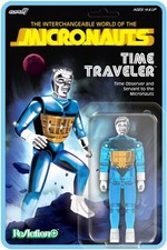 WB  Super7 - Micronauts - ReAction Wv3 - Time Traveler Translucent Blue 