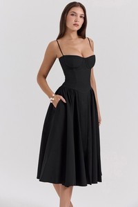 amore midi dress house of cb Amore Scarlet Dropped Waist Midi Dress
