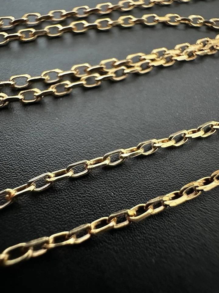 Collar Cadena Belcher Italiano UNOAERRE Vintage Oro Cálido 9K Ovalado 2.12g, 16" Foto 3 de 4