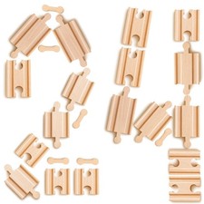 24 wooden train track connectors, real wood railway adapters; compatible Thomas