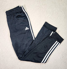 Adidas Boys XL 18/20 Gray Fleece Jogger Pants Drawstring Tapered Pockets
