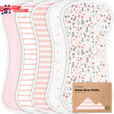 Organic Burp Cloths Baby Boy Girl - 5-Pack Super Absorbent Cotton Burping Clot