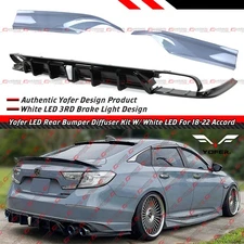 For 18-22 Accord Yofer V2 Sonic Gray Pearl Rear Bumper Diffuser Kit W/ White LED