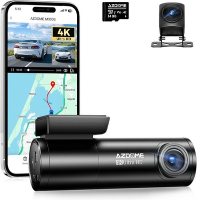 AZDOME M300S Dash Cam 4K Front 1080P Rear WiFi GPS Dual Channel