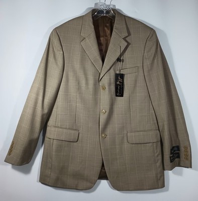 Andrew Fezza NEW Men's 42R Wool Silk Brown Plaid Blazer Sport Coat Suit Jacket