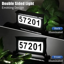 Solar Address Sign Mailbox House Number Plaque Double Side 3 Light Color
