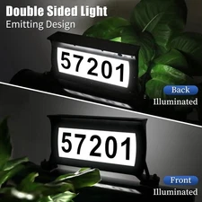 Solar Address Sign Mailbox House Number Plaque Double Side 3 Light Color