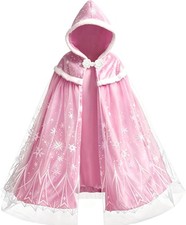 Girls Luxurious Velvet Snowflake Cape Kids Princess Hooded Cloak Warm Costume