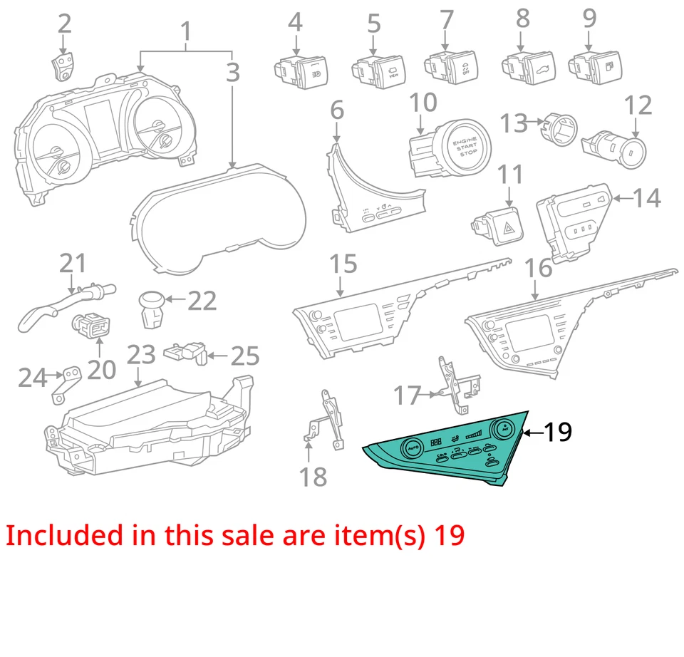 Climate Control Heat/AC OEM  Mounted Below Display Controller 18-23 CAMRY 1 - Image 3 of 4