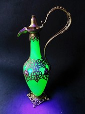 Antique Opaline Uranium Glass ewer jug French Ormolu Palais Royal