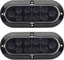 6" Oval Smoked Lens/Red LED Trailer Tail Light Surface Mount 10 LED Waterproof S