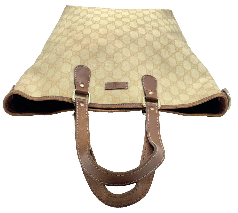 Auth GUCCI GG Supreme PVC Leather Cream Brown 189896 486628 Tote Bag NS110264 - Image 4 of 4