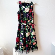 Eliza J Black and Green Floral Dress Size 8