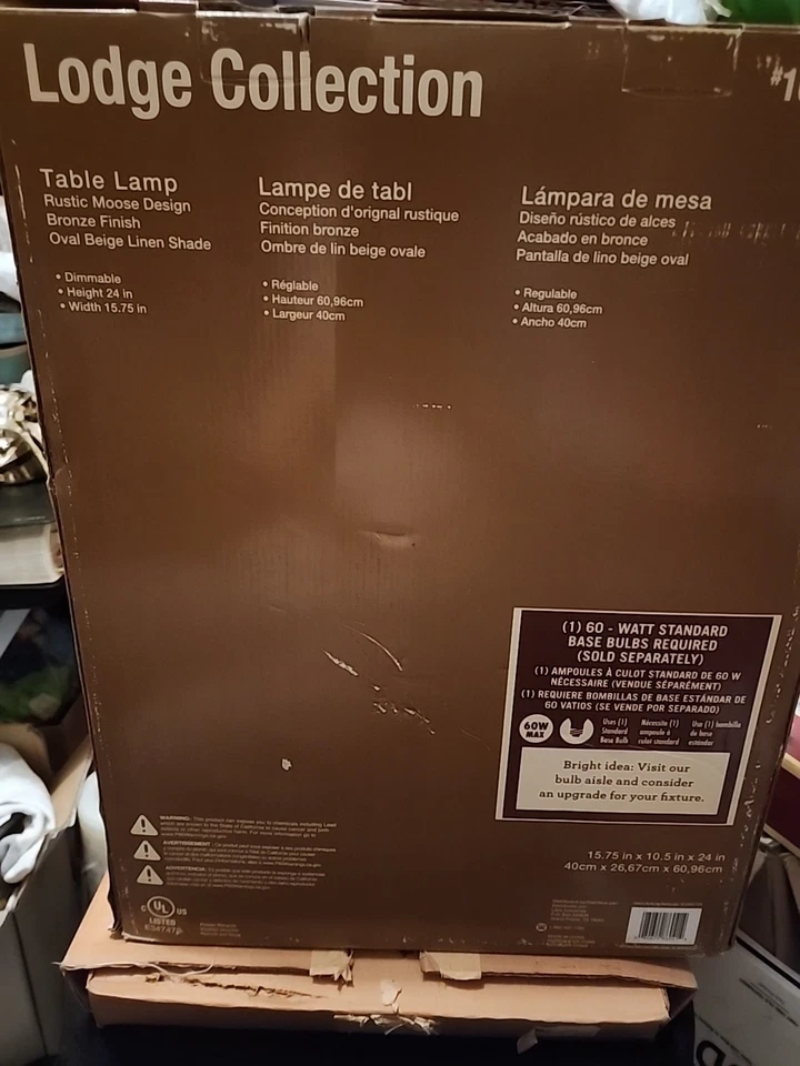 Настольная лампа Lodge Collection Ozark Moose (1055729) с бронзовой отделкой тканевый абажур - Изображение 4 из 4