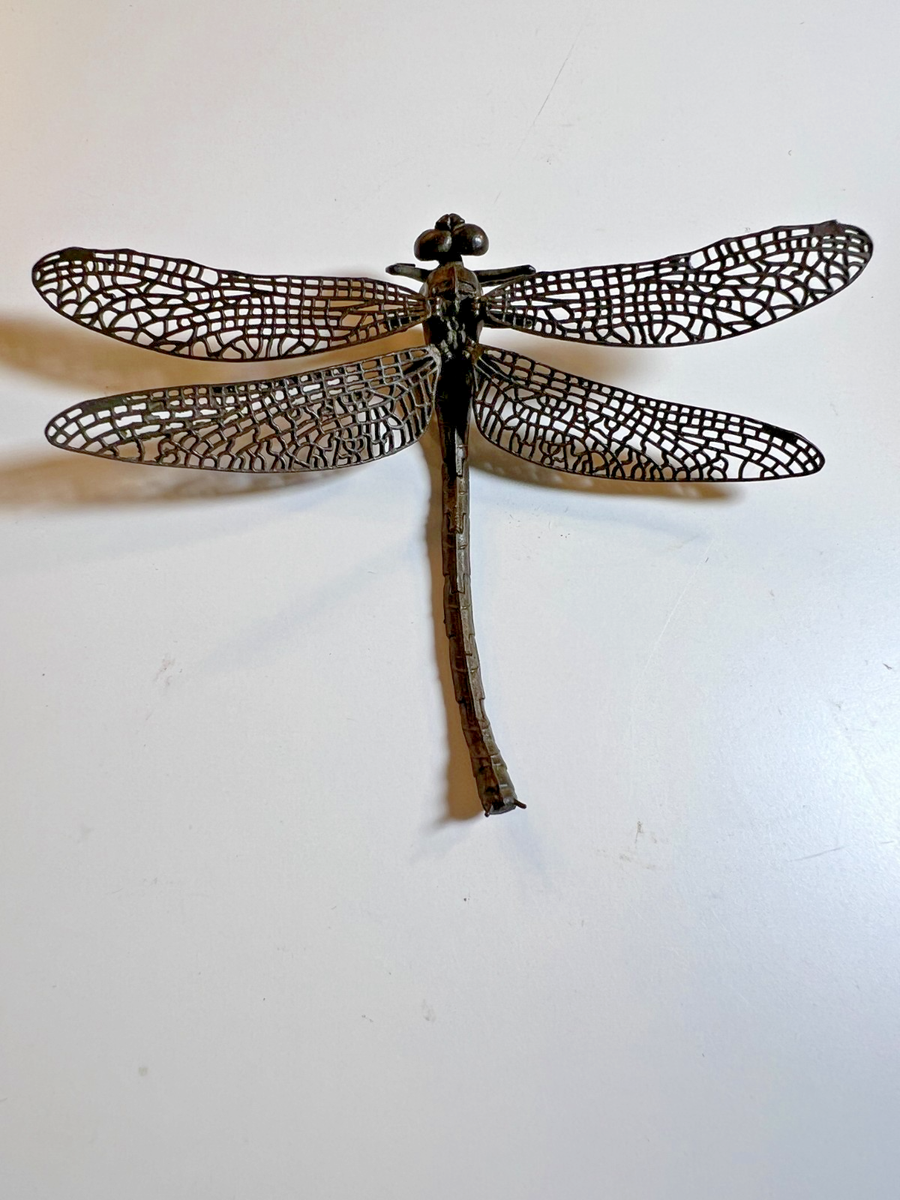FINE Antique Japanese Articulated Bronze Dragonfly Dragon Fly
