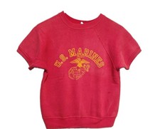 Vintage Adult U.S. Marine Short Sleeve Sweatshirt Distressed As-Is See Descript