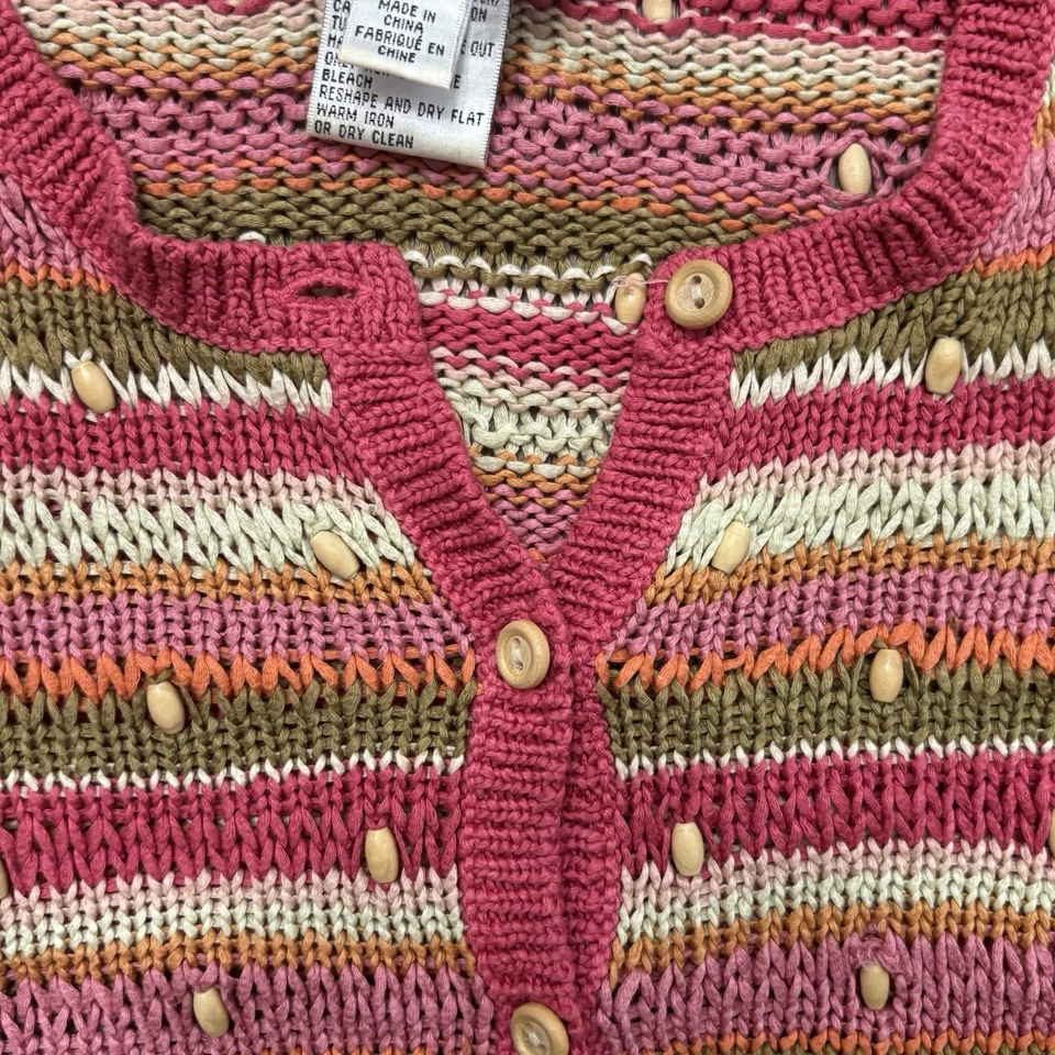 VTG Talbots Cardigan Sweater 2X Mercerized Cotton Beaded Barbie Cottagecore - Image 3 of 4