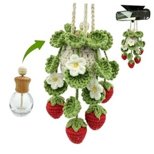 Crochet Car Air Freshener, 15ml Empty Refillable Oil Diffuser Bottle Strawberry