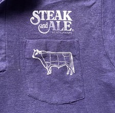 Vtg 70s Steak And Ale Restaurant Polo Shirt Work Employee Steakhouse Cow Small