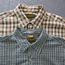 2 Vintage Timberland Men's Long Sleeve Plaid Button-Up Size L 1 Weathergear