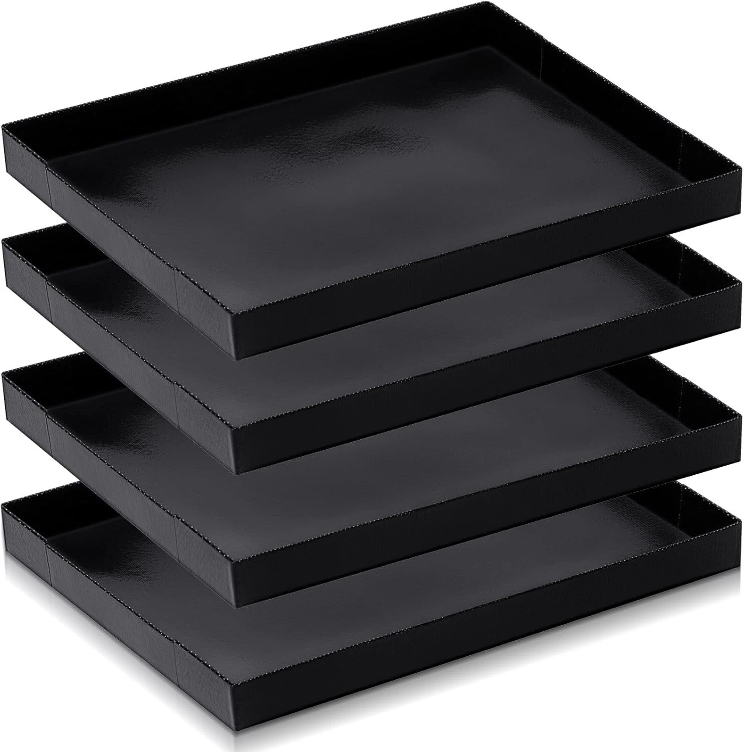4 Pcs 8.5 x 11.5 x 1 Inch Non-stick PTFE Oven Trays Reusable Solid Black Baking