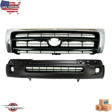 Fits 1998-2000 Toyota Tacoma New Front Bumper Cover Chrome Grille Set Of 2