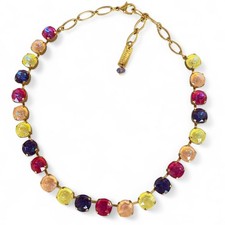 Mariana crystal necklace pink yellow purple AB gold tone Swarovski 16" colorful