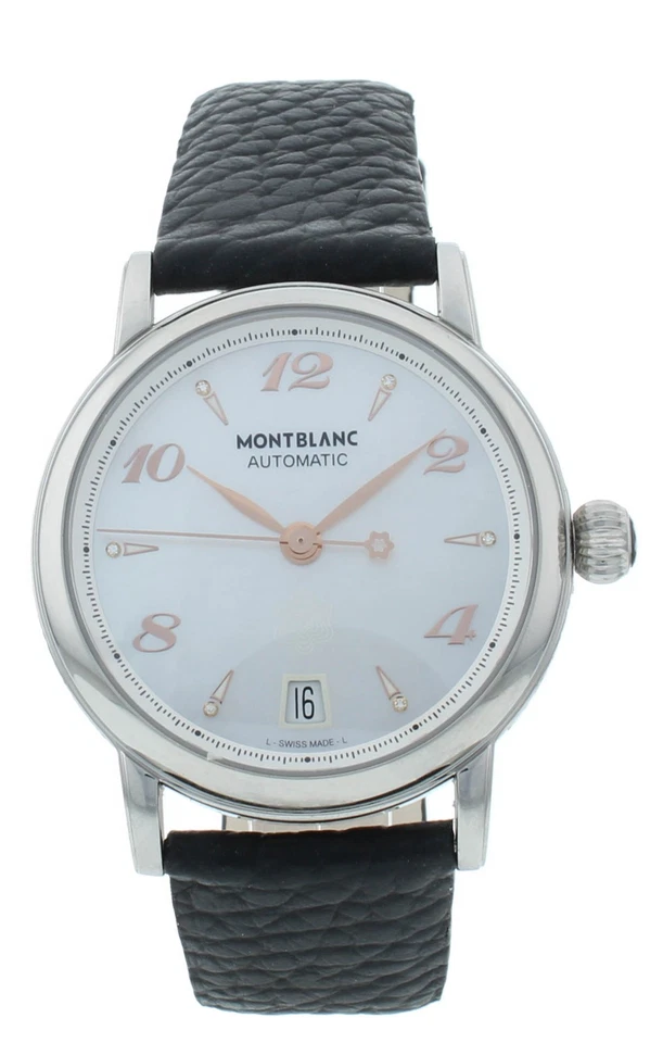 Reloj Montblanc Star Date automático 36 mm esfera blanca sin circular para dama 107119