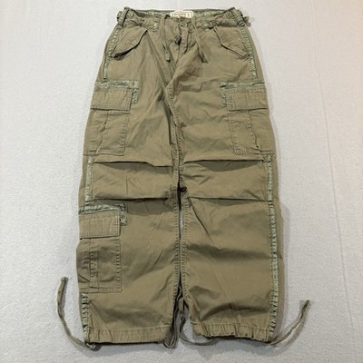 Y2K Abercrombie & Fitch Women's Army Green Cargo Parachute Pants