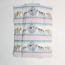 Handmade Infant Quilt Noah's Ark Design with Pillow Pocket 42"x32" White