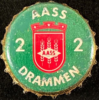 AASS 2 CORK BEER BOTTLE CAP DRAMMEN NORWAY VINTAGE NORWEGIAN BRYGGERI CROWNS OLD
