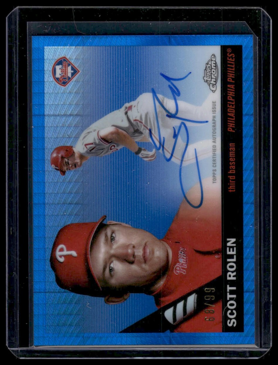 2025 Topps Chrome Platinum #CPA-SR Scott Rolen Chrome Auto Blue Prism #/99