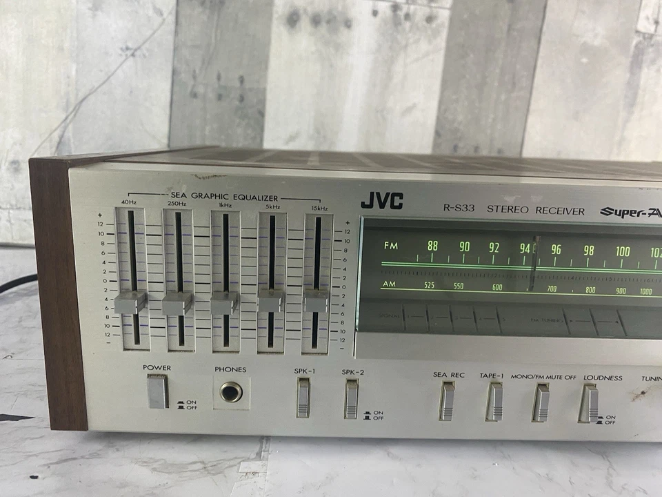 Amplificador receptor estéreo de 2 canales vintage JVC R-S33 RARO grano de madera Foto 2 de 4