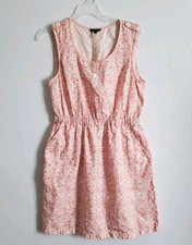 Jcrew Size 6 Pink White Sleeveless Linen Cotton Short Dress Flower Print