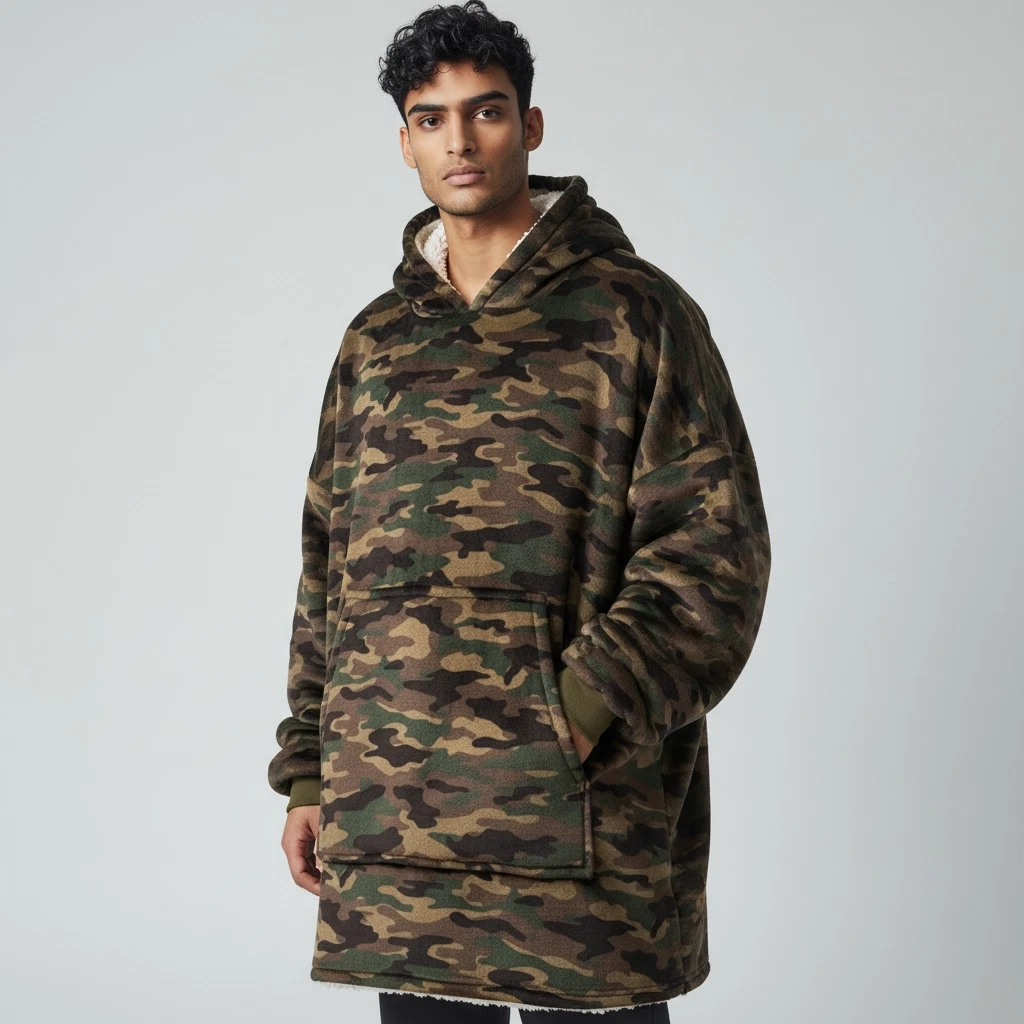 PREMIUM QUALITY - Camouflage Army Oversized Fleece Hooded Blanket Hoodie Sherpa
Opens in a new windo