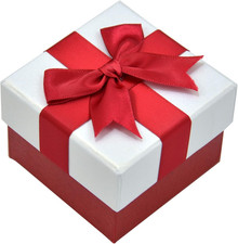 Jewelry Package Paper Gift Box Red Ribbon Bow-Knot 3-Inch by 3-Inch