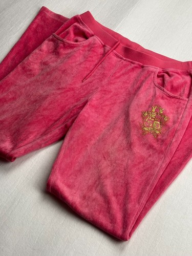 Playboy velour pink tracksuit bottoms with golden design