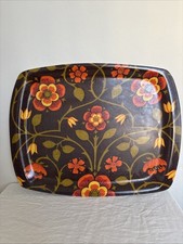 Vintage Large Thetford Tray Floral Pattern Made in England Retro Brown Orange 