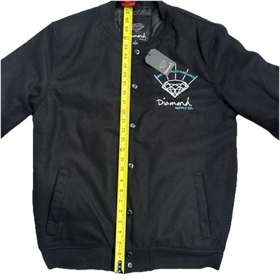 NEW Diamond Supply Co Bomber Jacket MENS Black Snap Close Logo