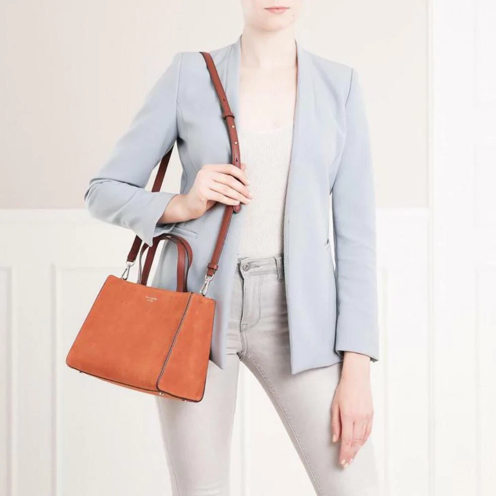 Kate Spade Crossbody Womens Satchel Brown Sam Suede Leather Bag