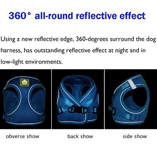 Dog Harness and Leash Set, No-Pull Breathable Soft S (Chest 11.8-13.3'') Black