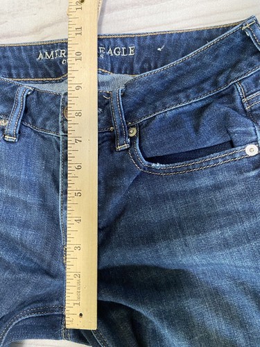 American Eagle Womens Size 2 Tomgirl Dark Blue Wash Button Fly - Picture 7 of 9