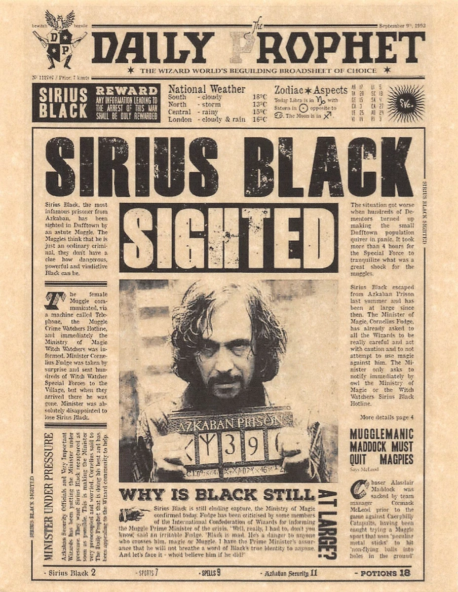 Daily Prophet Sirius Black