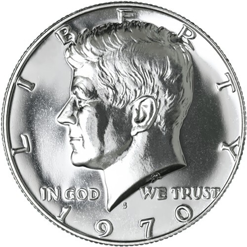 1970er Jahre Kennedy Edelstein Proof Halbe Dollar Münze 40 % Silber USA - Bild 2 von 5
