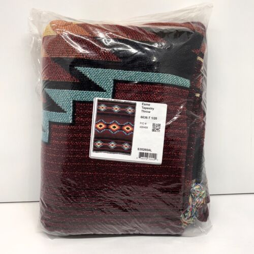 Esme Southwest Red Tapestry Throw Afghan Blanket 72 x 54 - Brand New in Package - Picture 2 of 5