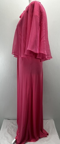 Vintage JC Penney Cape Dress Junior Pink Barbie Core Maxi Long 70’s Unhemmed - Picture 2 of 12