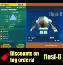 6IV Shiny Registeel Pokemon Scarlet and Violet